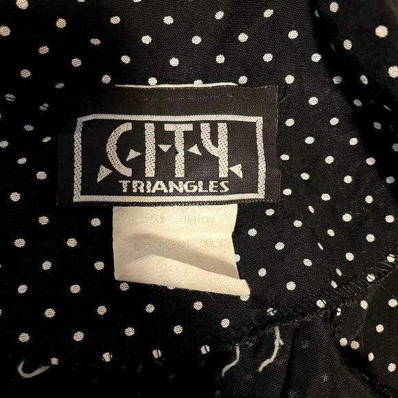 90s Vintage City Triangles Black and White Swiss Dot Sleeveless Wide Leg Cropped - Picture 6 of 7